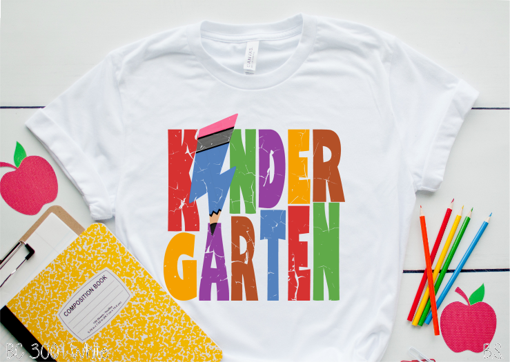 Kindergarten Colorful Distressed Pencil Lightning Bolt #BS3408