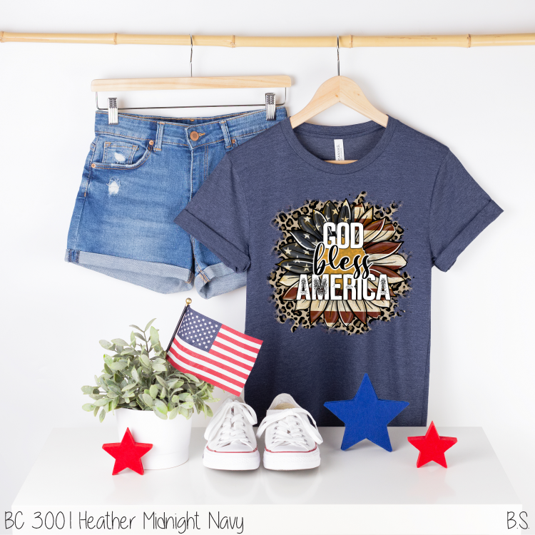 Leopard Sunflower God Bless America #BS3224