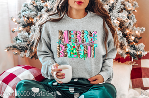 Merry & Bright Christmas Tree Leopard Letters #BS3757