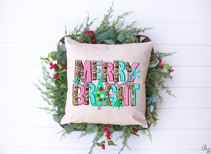 Merry & Bright Christmas Tree Leopard Letters #BS3757