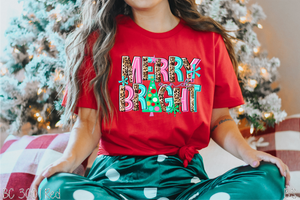 Merry & Bright Christmas Tree Leopard Letters #BS3757