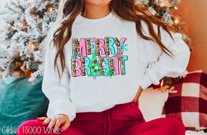 Merry & Bright Christmas Tree Leopard Letters #BS3757