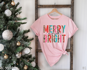 Merry & Bright Leopard Trim Pink & Blue #BS2301