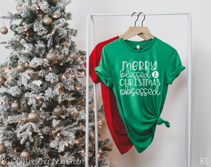 Merry Blessed And Christmas Obsessed Hand Lettered #BS2316