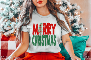 Merry Christmas Distressed Holly #BS3247