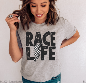 Race Life Distressed Checkered Lightning Bolt #BS3134