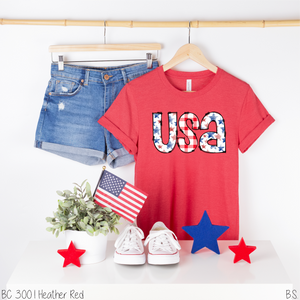 USA Watercolor Stars Gingham Outlined #BS3221