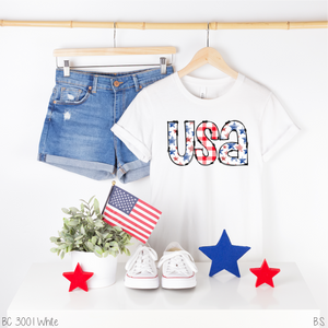 USA Watercolor Stars Gingham Outlined #BS3221