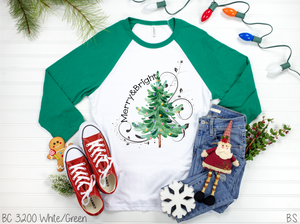 Watercolor Merry And Bright Christmas Tree #BS980